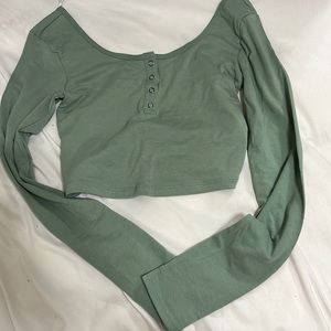 NWT Aeropostale Green Button up Crop Top